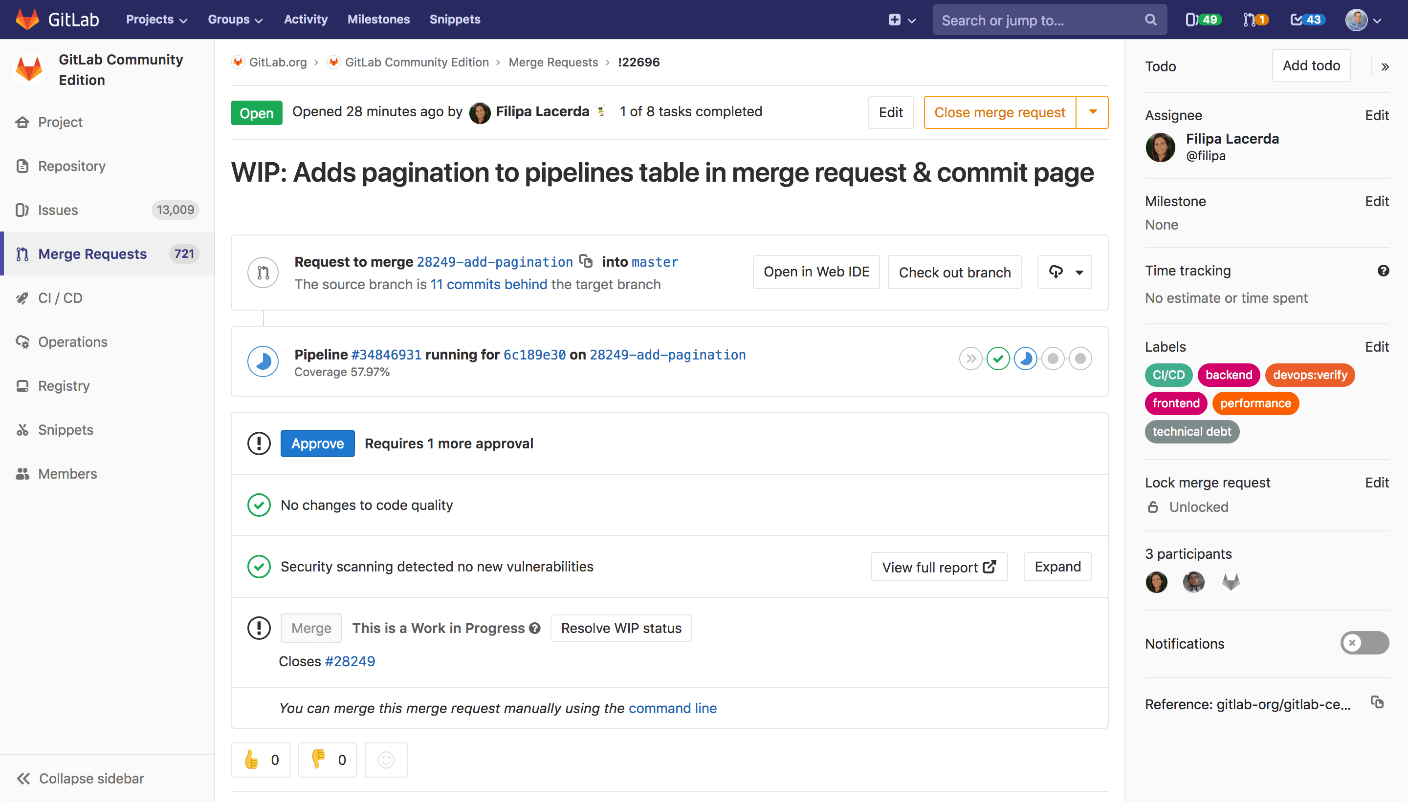 With Merge requests (MRs) teams can check source code changes into a branch.